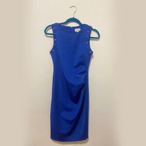 Sleeveless Bisou Bisou Michele Bohbot Royal Blue Midi Bodycon Dress w/ Grommets